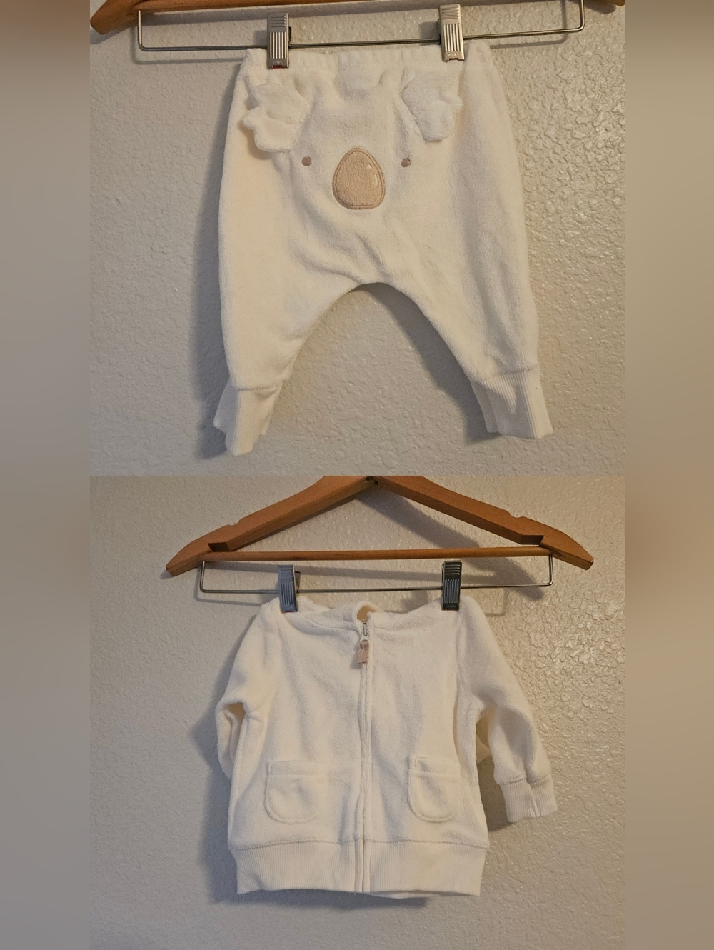 carters 2 piece white sweater suit, 3 months